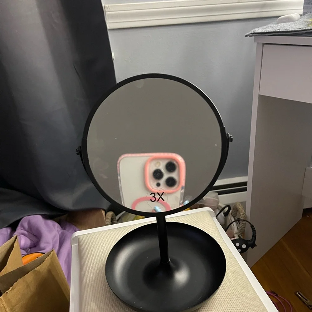 Black Vanity Mirror with Tray